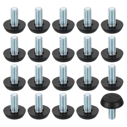 uxcell 20Pcs 5/16" Thread Furniture Feet Levelers, 23x19mm Adjustable Leveling Table Feet, Screw on Furniture Glide Leveling for Chair Stool Legs, Black - size: 5/16"