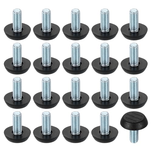 uxcell 20Pcs 5/16" Thread Furniture Feet Levelers, 23x19mm Adjustable Leveling Table Feet, Screw on Furniture Glide Leveling for Chair Stool Legs, Black - size: 5/16"