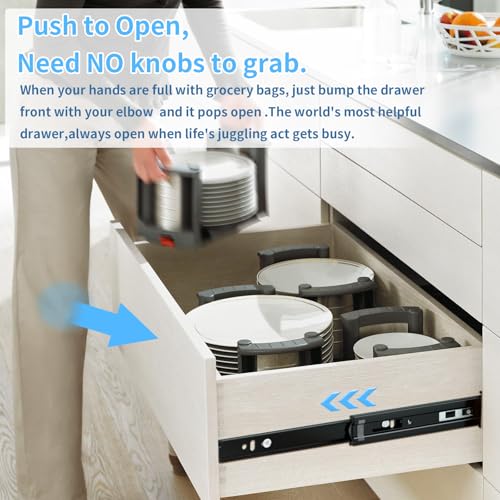 Push to Open Drawer Slides 5 Pairs Full Extension 12 14 16 18 20 22 24 inch Side Mount Pull Out Kitchen Cabinet Rails Bracket Replacement Ball Bearing Tracks kit Guide Runner 100 LB Capacity - size: 12 Inch, style: Push open-5 pairs