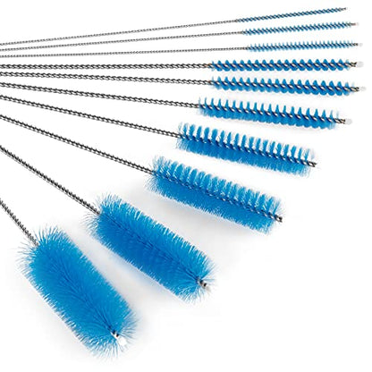 CiaraQ Bottle Cleaning Brushes, 8 Inch Nylon Tube Brush Set, Cleaner for Narrow Neck Bottles Cups with Hook, Set of 10pcs. - color: Blue, size: 8.0 Inch (10pcs)