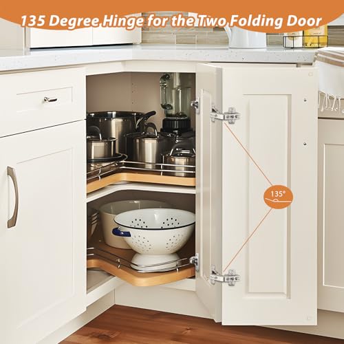 Probrico 1 Pair-2 Pack 135 Degree Lazy Susan Hinge, Full Overlay Concealed for Corner Kitchen Cabinet Hinges,135° Hinges with Srews - size: 135 Degree Lazy Susan