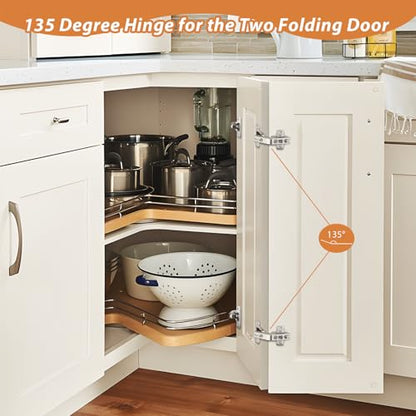 Probrico 1 Pair-2 Pack 135 Degree Lazy Susan Hinge, Full Overlay Concealed for Corner Kitchen Cabinet Hinges,135° Hinges with Srews - size: 135 Degree Lazy Susan