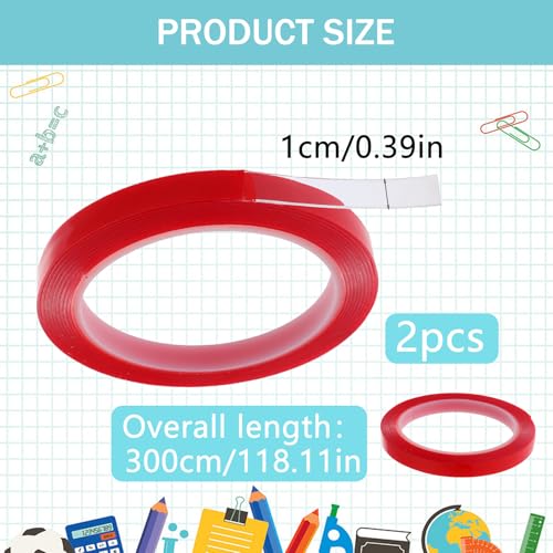 2 Rolls Nail Art Tape, 98FT Double Sided Tape Nails, Waterproof Removable Traceless Clear Mounting Tape, Press on Nail Supplies for Nail Tips Colors Designs Showcase