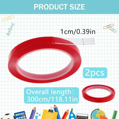 2 Rolls Nail Art Tape, 98FT Double Sided Tape Nails, Waterproof Removable Traceless Clear Mounting Tape, Press on Nail Supplies for Nail Tips Colors Designs Showcase