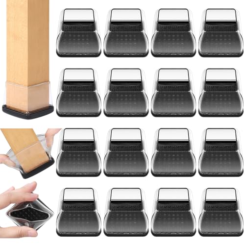 16PCS Furniture Sliders for Carpeted Floors, Extra Large Chair Leg Sliders for Carpet & Hardwood, Square Teflon Chair Glides Magic Super Sliders Covers Furniture Pads(Clear, Fit 1.5"-2") - color: Clear, size: Square XL(Fit:1.5-2 inch)