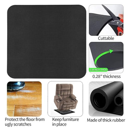 Recliner Pads for Hardwood Floors Non Skid Furniture Gripper Pad Floor Rubber Mat,Anti Slide Furniture Pad Hardwood Floor Protector,Swivel Chairs Recliner Mats Non Slip Recliner Grippers Black - size: Sq-black-30"x30"