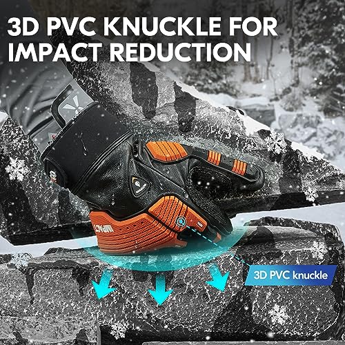Vgo... 1 Pair -20℃/-4°F COLDPROOF,Winter Work Leather Gloves,Impact Gloves,Anti-Vibration,Water Resistant(CA7722FW) - color: Black, size: Large