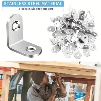 30PCS Heavy-Duty Stainless Steel L-Shaped Brackets Set with Screws - for Wooden Furniture, Tables & Chairs, Silver - color: Silver