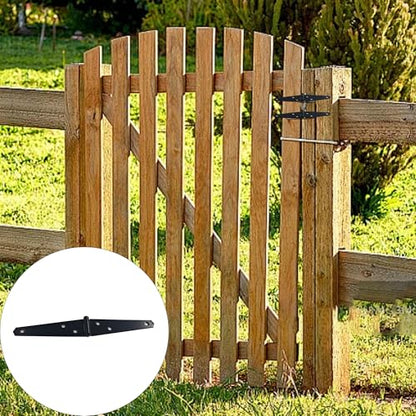 4Pcs 5-Inch Heavy Duty Iron Strap Hinges, Matte Black Gate Tee Hinges for Shed, Fence, Cabinet, Wood Gate Applications with Mounting Screws - size: 5 Inch