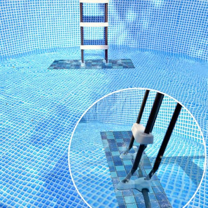Drydiet Pool Step Mat Above Ground Ladder Mat, Swimming Protective Nonslip Step Pad with Texture, Pool Essentials Accessories for Floor Liners and Stairs, Blue and Green Square Pattern(36 x 9 Inch) - size: 36 x 9 Inch