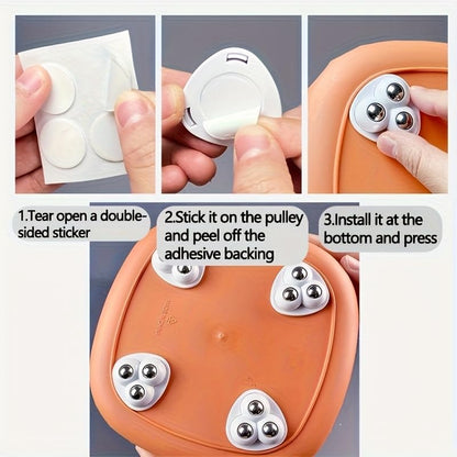 16pcs Heavy-Duty Self-Adhesive Rotating Wheels, Smooth 360° Spin, Compact Mobile Feet
