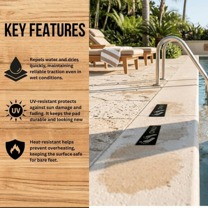 Naked Feet Only 3.5" x 12" Step Pads Non-Slip EVA Foam Step Pad for Boat Gunwales & Ladders, 6mm Brushed Marine Grade Anti-Skid Adhesive Pads (Pair) SeaDek Technology - Black/Bimini Blue - color: Black Over Bimini Blue, size: Step Pad
