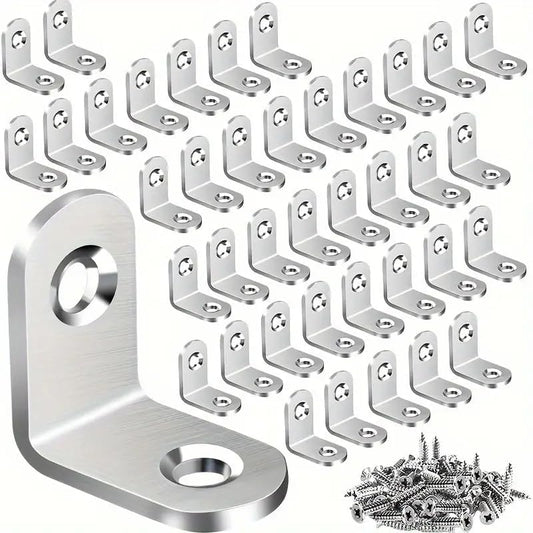Corner Bracket Set 8pcs with Screws, Furniture Corner Braces for Wooden Chairs Drawers Cabinets, Metal Reinforcement Hardware Kit