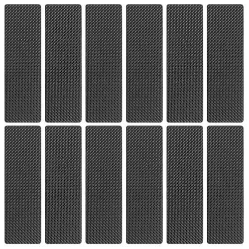 12 Pcs Non Slip Furniture Pads,Self Adhesive Rectangle Non Skid Furniture Grippers for Hardwood Floors Couch Stoppers to Prevent Sliding for Recliners Sofa Chairs(Black,5.7×1.8 in)