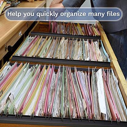 2 Pieces PVC Drawer Hanging File Rails Black Cabinet Rails for Hanging 1/2 Drawer Sides Letter Size File Storage Folder Organizer (for 1/2 Inch-wide, 24 Inch) - size: For 1/2 Inch-wide, 24 Inch