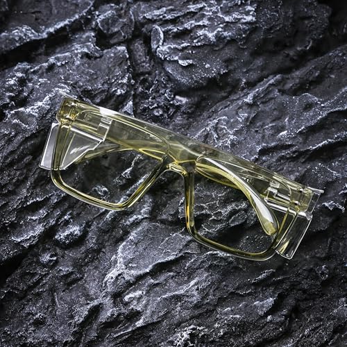 ANSI Z87 Safety Glasses, Photochromic UV400 Blue Light Blocking, Impact Resistant Work Glasses for Construction - color: Clear Green