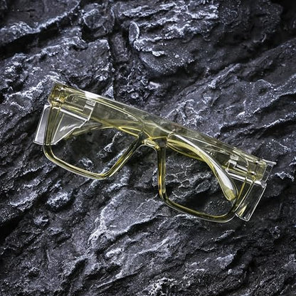 ANSI Z87 Safety Glasses, Photochromic UV400 Blue Light Blocking, Impact Resistant Work Glasses for Construction - color: Clear Green