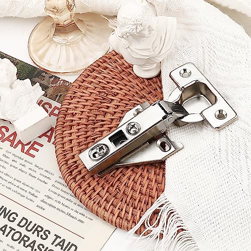 Probrico 2 Pairs（4 Pack） Kitchen Cabinet Hinges for Face Frame Cabinet, Concealed Cabinet Hinges Brushed Satin Nickel with Mounting Screws - size: 2 Pairs