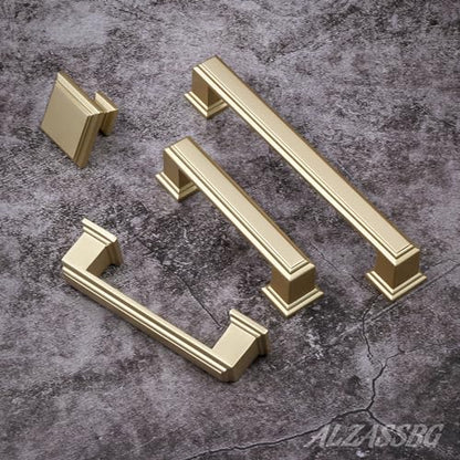 Alzassbg 10 Pack Brushed Gold Cabinet Pulls, 3 Inch(76mm) Hole Center Cabinet Handles Kitchen Pulls for Cabinets and Drawer AL3071MGP - color: Brushed Gold, size: 3" Hole Center