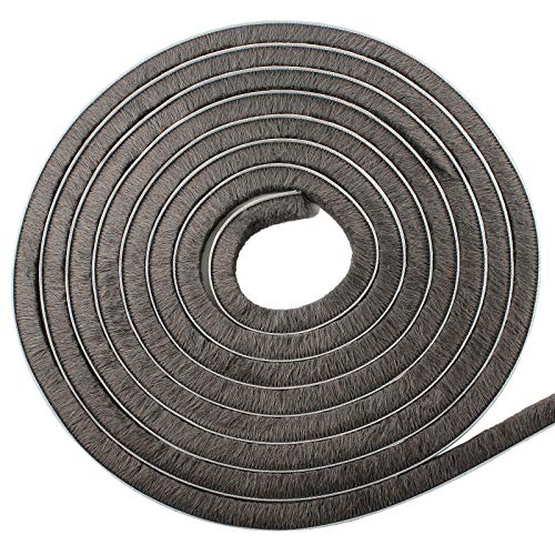 Tambee Self-Adhesive Soundproofing Weather Stripping for Doors and Windows, Brush Weather Strip Door Seal Pile Insulation, 3/8in x 3/5in x 16.5ft, Grey - color: Gray, size: 3/8in*3/5in*16.5ft