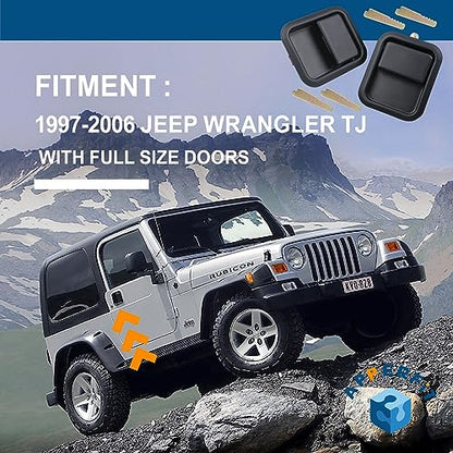 APPERFiT Exterior Door Handles w/Keepers Compatible with Jeep Wrangler YJ TJ 1991-2006 with Full Doors Replaces 55176382AE 55176383AE 79398 79399 - style: Exterior Door Handles