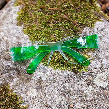 BISON LIFE Safety Glasses - Scratch Resistant Wrap Around Eyewear, Polycarbonate ANSI Z87.1 Impact Resistant Lens - color: Clear/Green