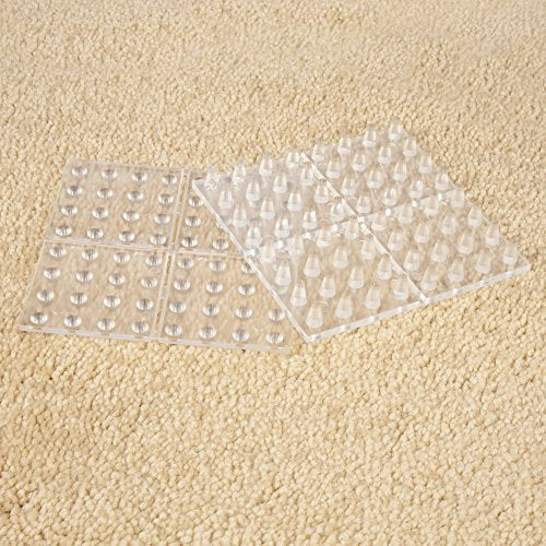 SoftTouch 4" Square Adhesive Anti-Dent Carpet Protectors with 3/8" Spiked Bottom, Self-Stick Spiked Furniture Pads for Tables, Beds, Sofas, Chairs, Set of 2, Clear - style: 3/8" Short Pile Carpet