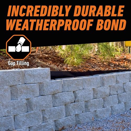 Gorilla Landscape Construction Adhesive, Heavy Duty Weatherproof Bond, Gray, 9 fl. oz. Cartridge