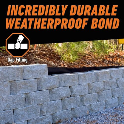 Gorilla Landscape Construction Adhesive, Heavy Duty Weatherproof Bond, Gray, 9 fl. oz. Cartridge