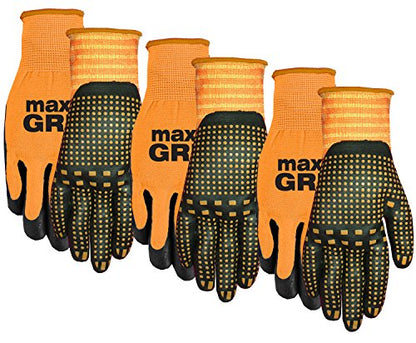 Midwest 94P03-L-AZ-6 Max Grip Packs, Mens Large, Orange - size: 3 Pair Pack