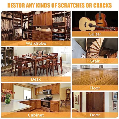Wood Furniture Repair Kit- Set of 41 Laminate Vinyl Floor Repair Kit Wood Fillers,Floor Scratch Repair, Touch Up Markers, Restore Hardwood Scratches, Cracks, Hole for Floor, Table, Door, Cabinet