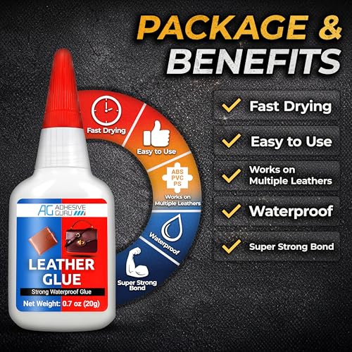 Adhesive Guru Leather Glue (4x0.7 oz) Super Glue for Purses, Sofas and Furniture Repair, Ideal for DIY, Upholstery and Leathercraft. Waterproof, Compitable with Aerosol Accelerator - 4 Pack - size: 4 Pack, style: Leather Glue