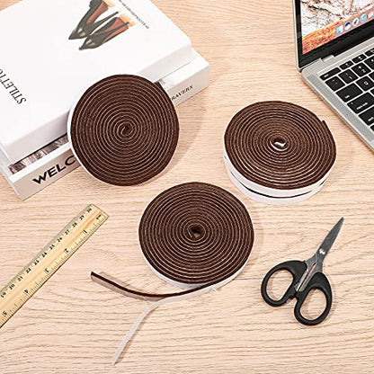 Zonon 4 Rolls 120 Inch Felt Strip with Adhesive Backing Felt Tapes Furniture Strip Rolls Self Stick Heavy Duty Polyester for Protecting Furniture and DIY Adhesive(Dark Brown,0.5 Inch) - color: Dark Brown, size: 0.5 Inch