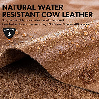Vgo... 1 Pair -20℃/-4°F COLDPROOF,Winter Work Leather Gloves,Impact Gloves,Anti-Vibration,Water Resistant(CA7722FW) - color: Brown, size: Medium