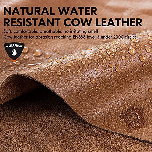Vgo... 1 Pair -20℃/-4°F COLDPROOF,Winter Work Leather Gloves,Impact Gloves,Anti-Vibration,Water Resistant(CA7722FW) - color: Brown, size: Large