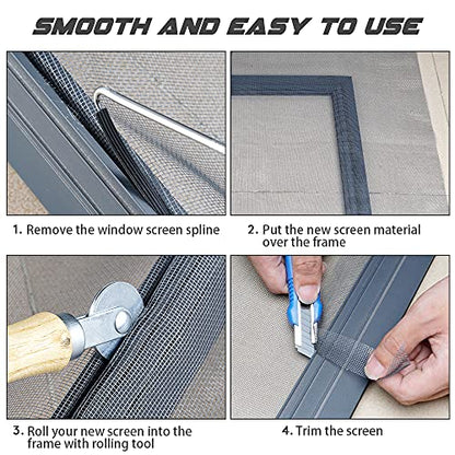 Fiberglass Screen Repair Kit, Black, 48" x 110", Easy to Install, Up to 5 Years Lifespan, Wide Application - color: Black, size: 48" x 110"
