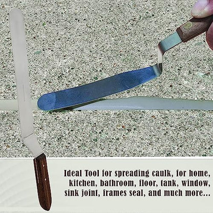 A2Z Scilab Brand Engineering Classic Offset Caulk Tooling Spatula, Stainless Steel (12 Inch Long Offset Blade) - style: 12 Inch Long Offset Blade