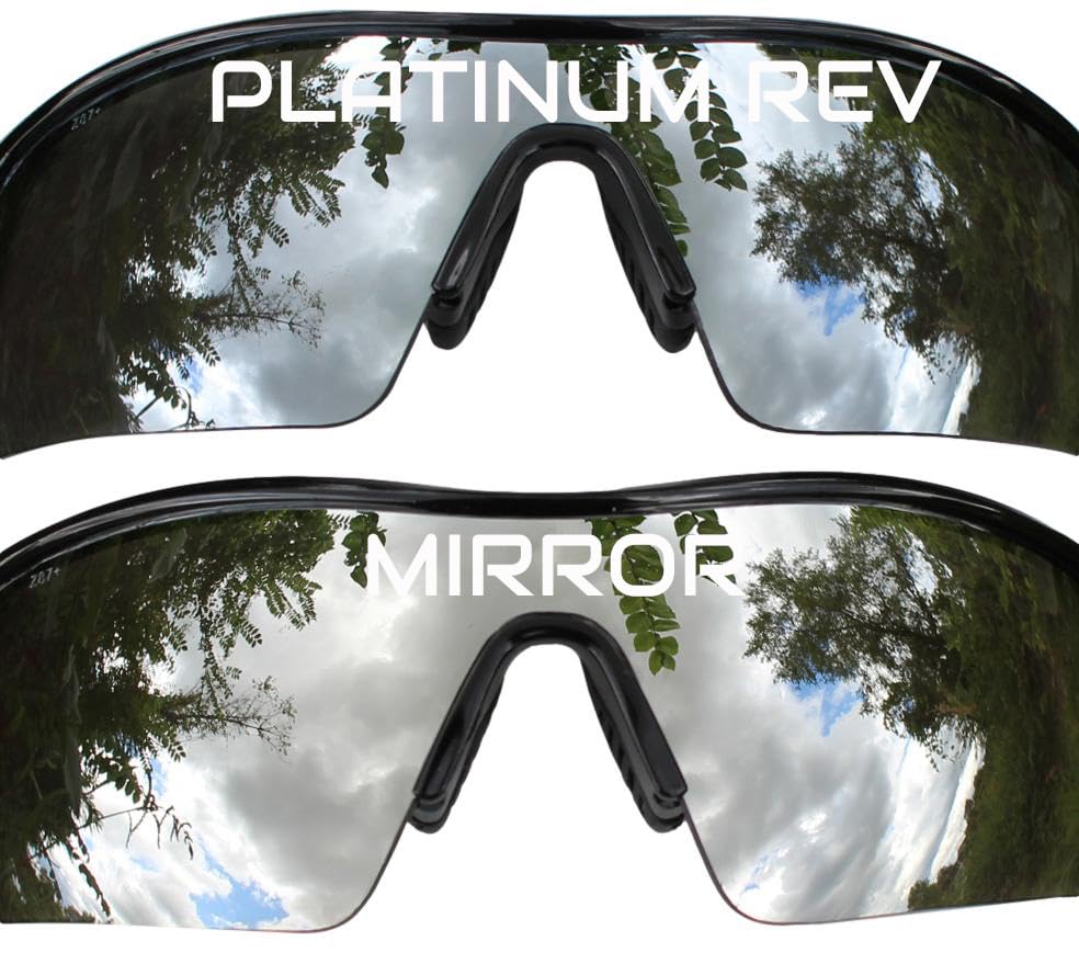 TITUS G20 All Sport Safety Glasses Shooting Eyewear Motorcycle Protection ANSI Z87+ Compliant - color: Black Frame - Mirror Lens - With Pouch