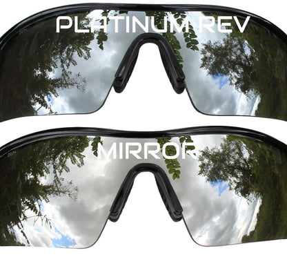 TITUS G20 All Sport Safety Glasses Shooting Eyewear Motorcycle Protection ANSI Z87+ Compliant - color: Black Frame - Mirror Lens - With Pouch