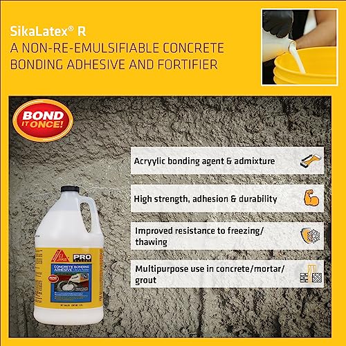 SIKA - SikaLatex R - Concrete Adhesive Glue, White - Admix for Portland-Cement Mortar/Concrete - Resistant to Freezing and thawing Damage - 1-Gallon (Pack of 2) - size: 128 Fl Oz (Pack of 2)