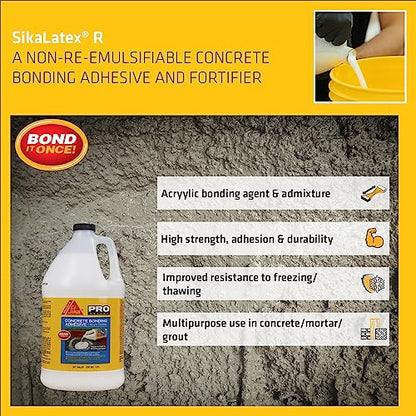 SIKA - SikaLatex R - Concrete Adhesive Glue, White - Admix for Portland-Cement Mortar/Concrete - Resistant to Freezing and thawing Damage - 1-Gallon (Pack of 2) - size: 128 Fl Oz (Pack of 2)