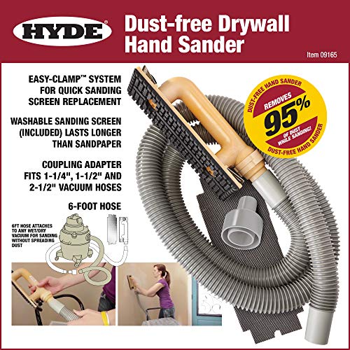 Hyde Tools 09165 Dust-Free Drywall Vacuum Hand Sander with 6-Foot Hose - size: 6'