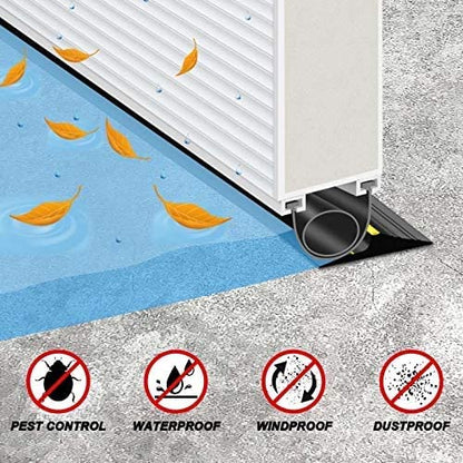 Jin&Bao Universal Garage Door Threshold Seal Strip 12FT Kit, Bottom Waterproof Rubber Weather Stripping Replacement（Black, 1 Adhesive） - color: Black, size: 12 Feet