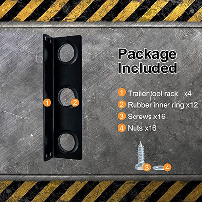 lifgarfe 6 Hole Hand Tool Holder Rack Tool Storage Rack fit for lanscaping Trailer and Truck