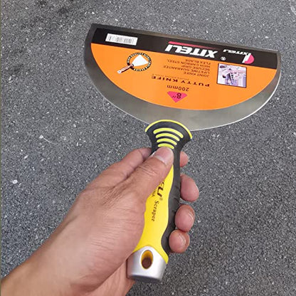 Putty Scraper 8" Stainless Steel Putty Knives with Plastic Ergonomic Handle for Taping Paint Wall Floor Tile, Metal Spackle Tools Knife,Remover for Wood, Wallpaper Scraper (8") - size: 8"
