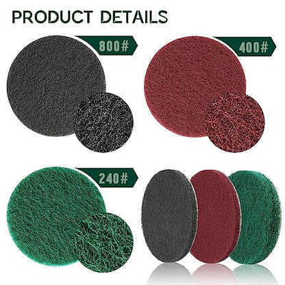 Power Scrub Pads Drill Attachment, GOH DODD 30 Pieces 5 Inch Headlight Restoration Kit Cleaning Kit Scouring Pads with Baker and Universal Shaft for Kitchen, Bathroom, Grout, Carpet, Tub, Grill,Tile - size: 5 Inch 30 Pieces