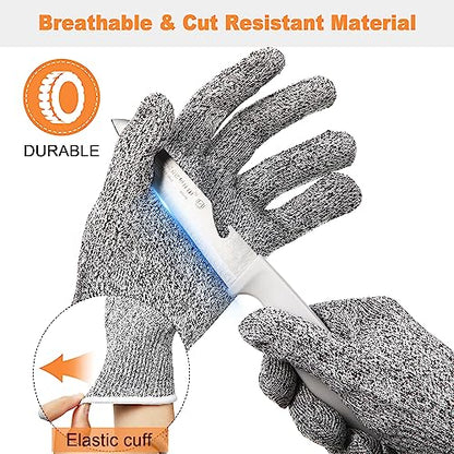 Xuhal 20 Pairs Cut Resistant Gloves Level 5 Protection Cutting Safety Kitchen Anti Cut Gloves for Kitchen (L) - size: Large