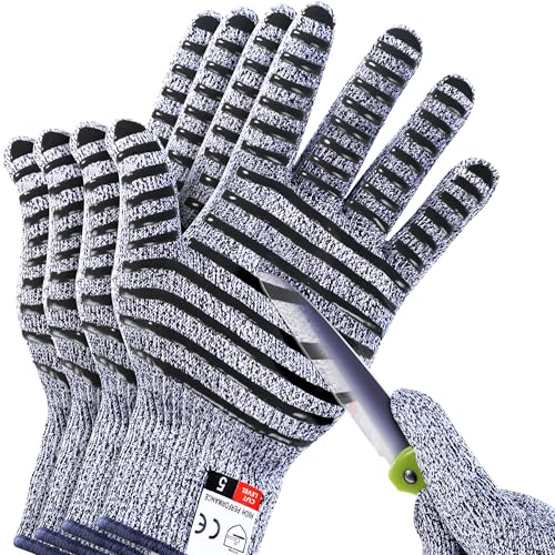 Cutting Gloves, 2 Pairs Cut Resistant Gloves, Cut Proof Gloves Kitchen, Cutting Gloves for Chef, Cut Gloves, Grey - size: Large, style: Anti-slip