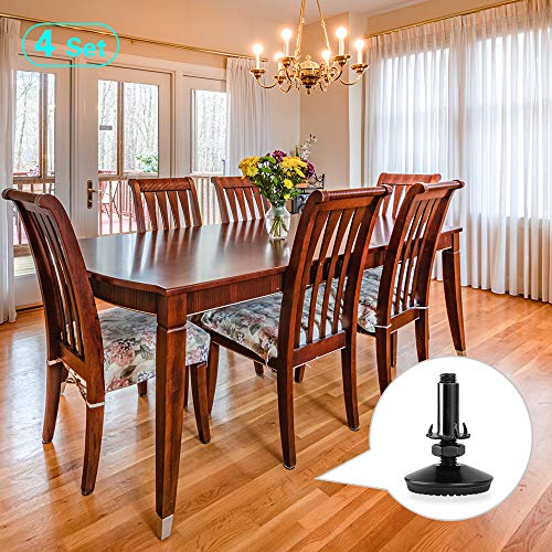 4 Set M10 Adjustable Leveling Feet, Heavy Duty Height Adjuster Furniture Leveler Foot With T Nut, Screw On Cabinet Restaurant Table Chair Self Levelers Leg (2" Base Dia & Thread Length, Black) - style: Black Stable Leg Levelers