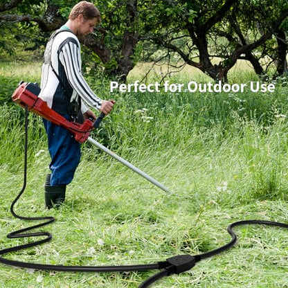 2 Way Power Extension Cord Splitter 50 Ft Total (38+6+6)-3 Prong 1 to 2 Extension Cord Cable Y Splitter-Outlet Adatper-SJTW Outdoor for Halloween Christmas Lighting Landscaping-16AWG 13A 125V-UL-1T2 - size: 50 FT